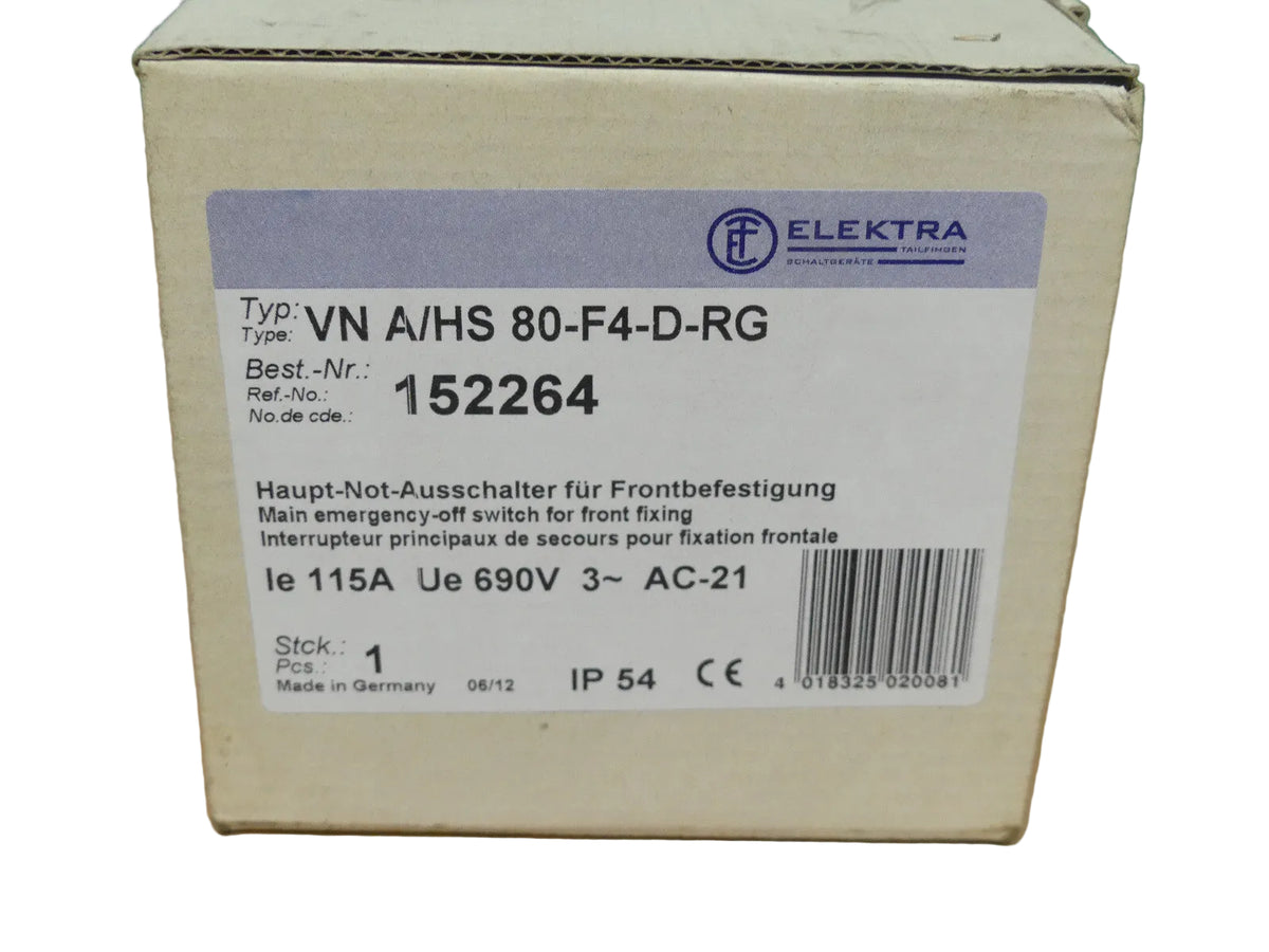 Electrica VNA/HS80-F4-D-RG Haupt Not Ausschalter Für Frontbefestigung