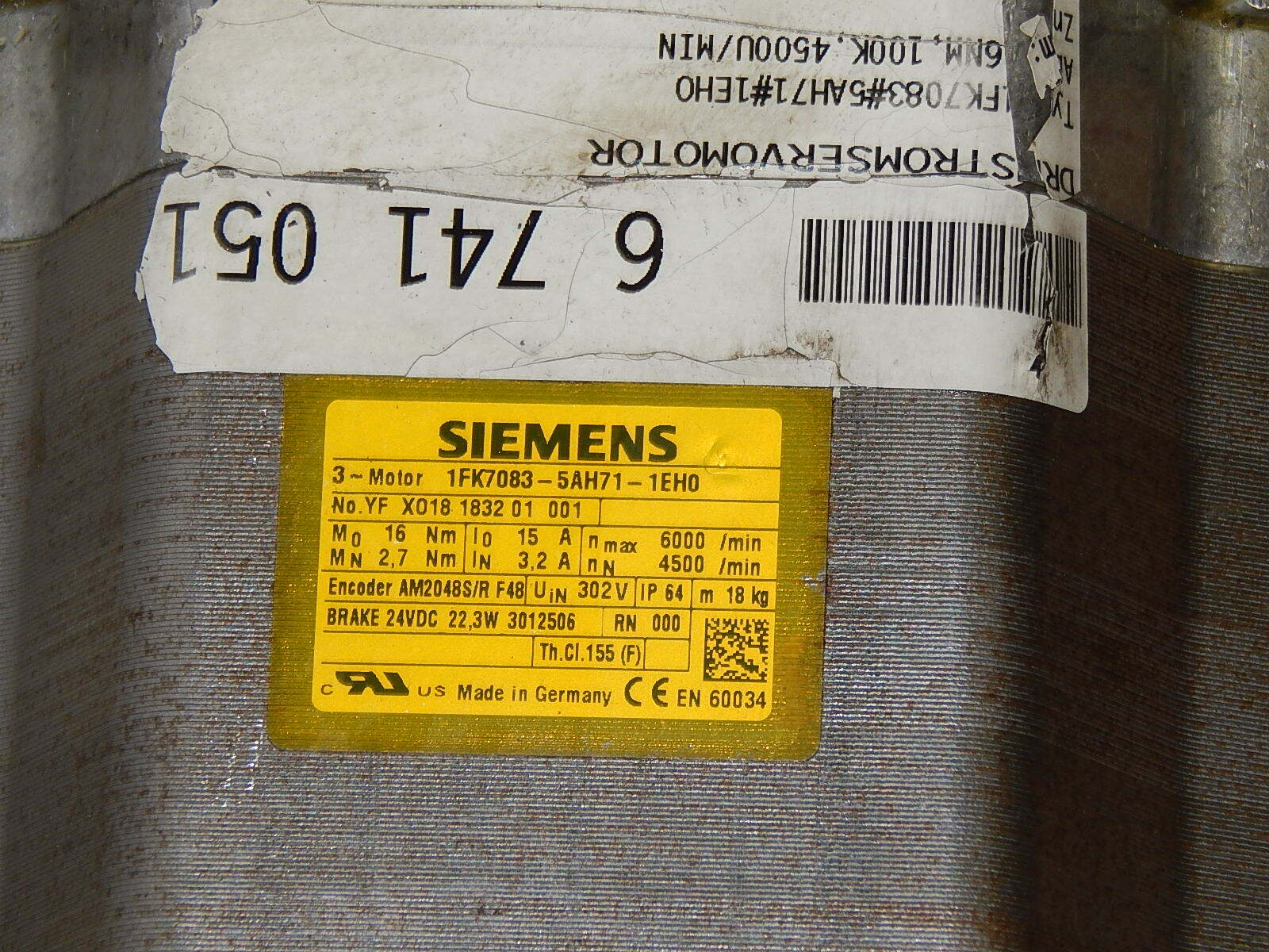 Siemens  3~Servomotor 1FK7083-5AH71-1EH0 s.Bilder Used