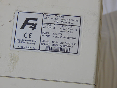 KEB F4 12.F4.S1E-3480/1.2 //12F4S1E348012 12.F4.S1E-3480  6,6kVA 4kW Used