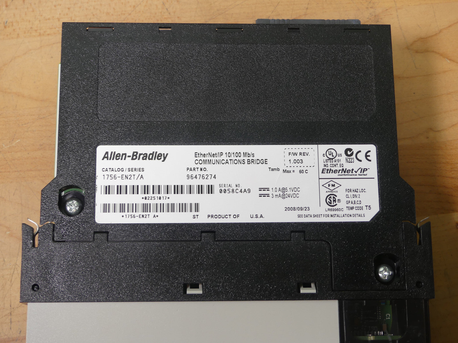 Allen Bradley 1756-EN2T/A ControlLogix EtherNet/IP Bridge Module Ser. C