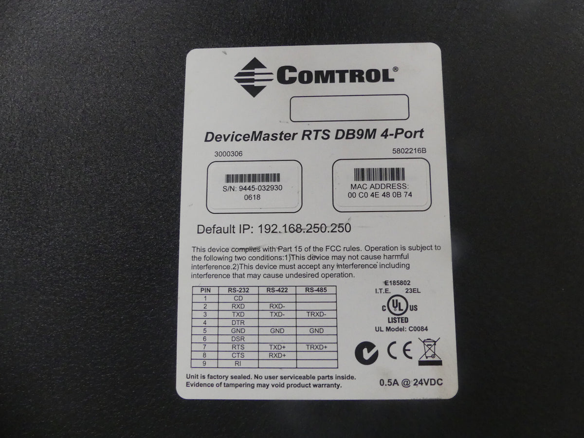 Comtrol DeviceMater RTS DB9M 4-Port