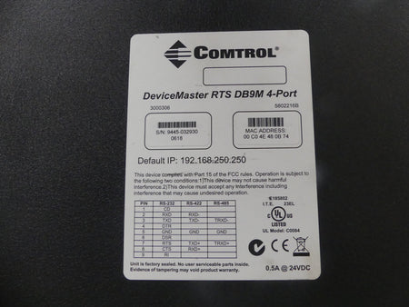 Comtrol DeviceMater RTS DB9M 4-Port