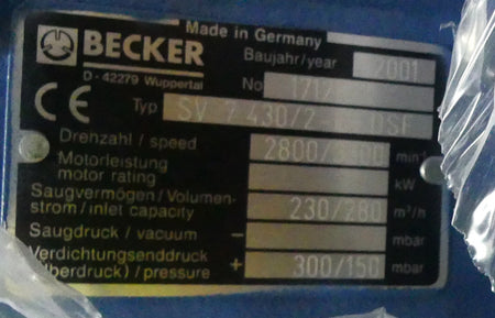 BECKER  SV 7.430/2-01 DSF  SV7.430/2-01 DSF