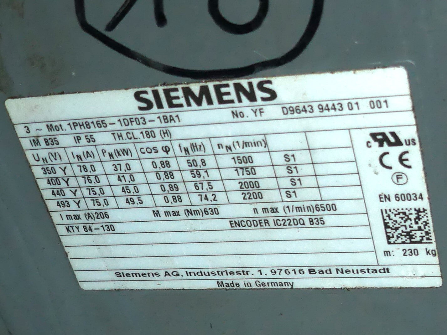 Siemens 1PH8165-1DF03-1BA1