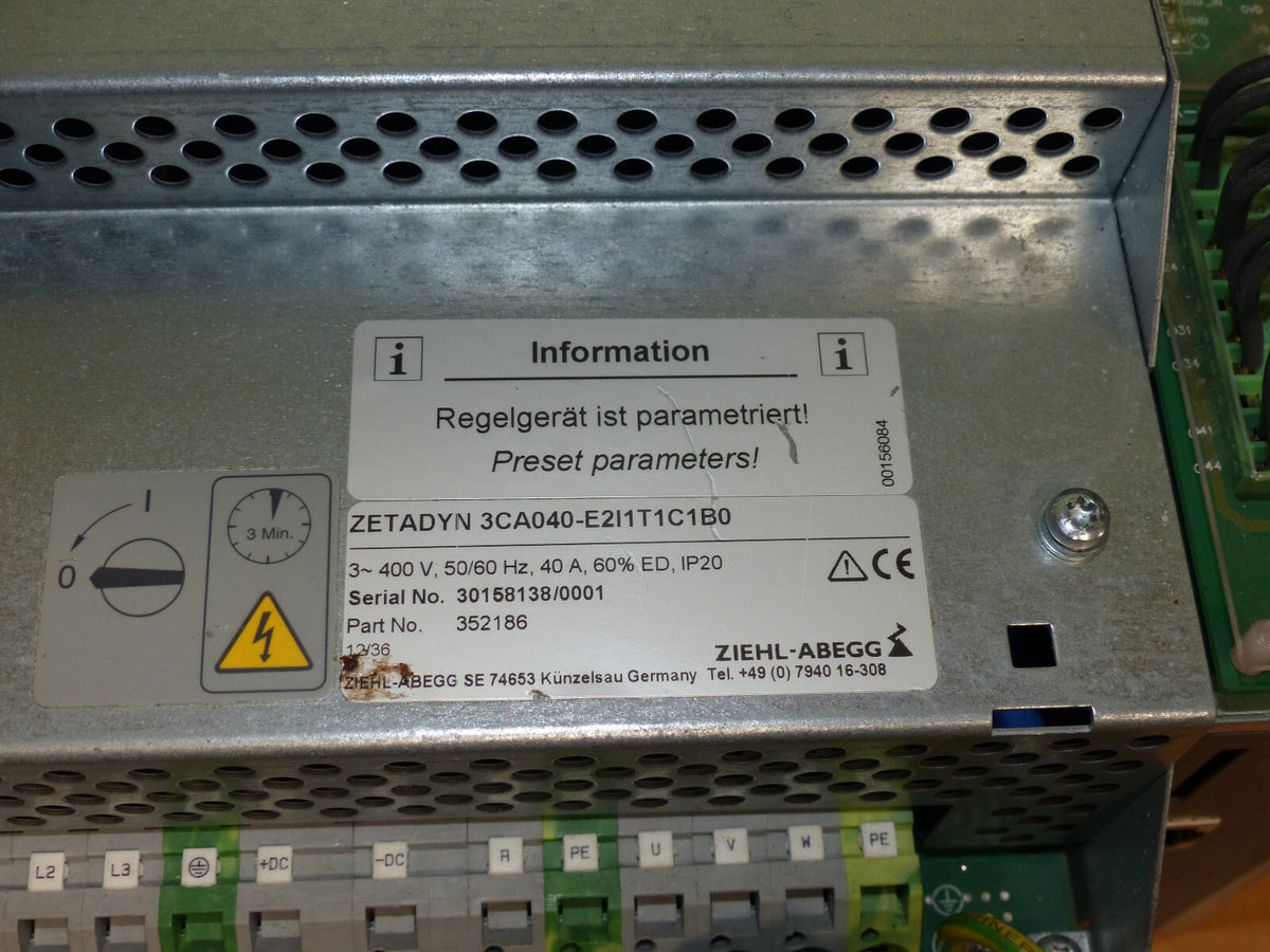 ZIEHL- ABEGG ZETADYN 3CA040-E2I1T1C1B0 Frequenzumrichter used s.Bilder