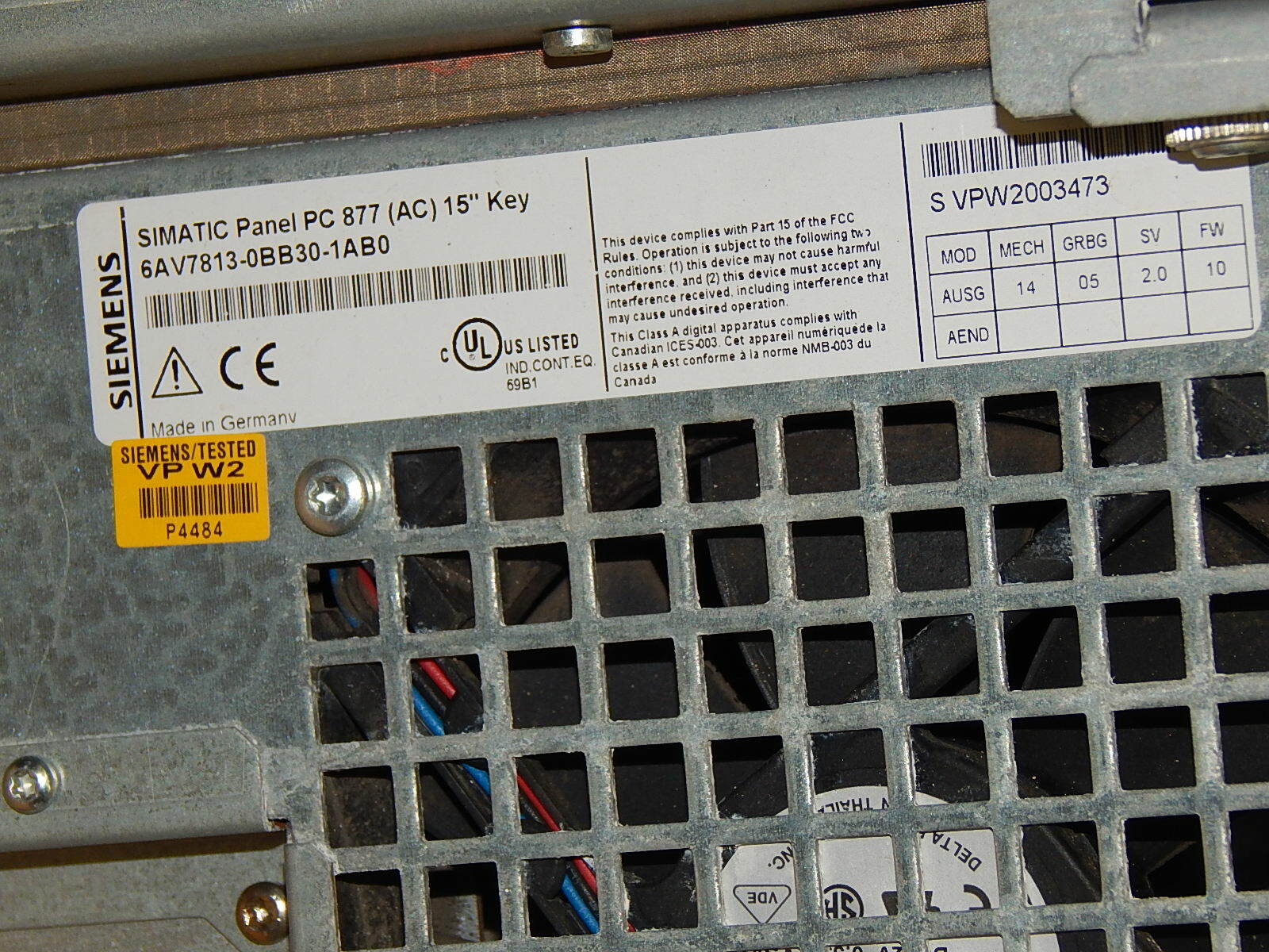  Siemens 6AV7813-0BB30-1AB0 SIMATIC PANEL PC 877 15" Key Als Erstzteil