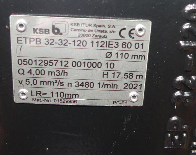 KSB Pumpe  ETPB 32-32-120112IE36001 Etaprime Kreiselpumpe
