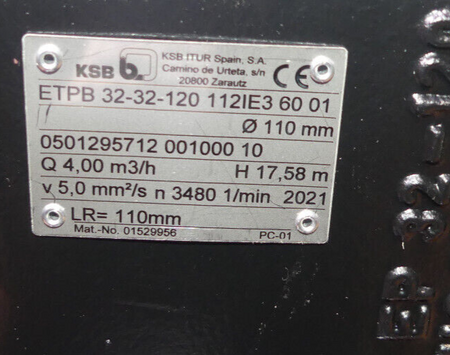 KSB Pumpe  ETPB 32-32-120112IE36001 Etaprime Kreiselpumpe