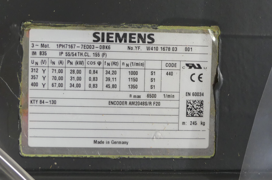 SIEMENS 3~Motor 1PH6167-7ED03-0BK6