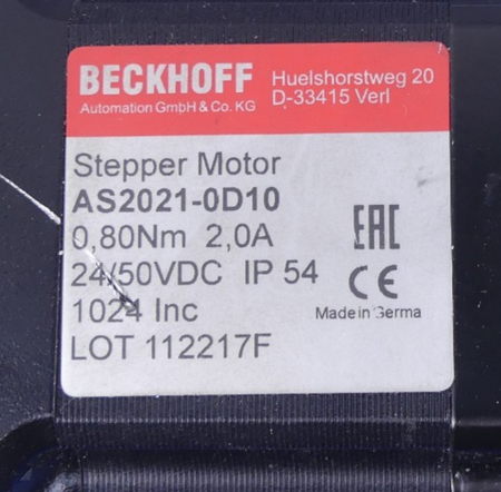 Beckhoff AS2021-0D10 Stepper Motor,  deffekt