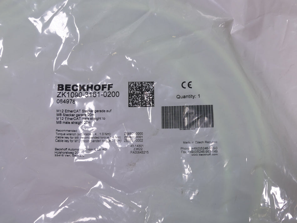 BECKHOFF ZK1090-3161-0200  M12 EtherCAT-Leitung 20m