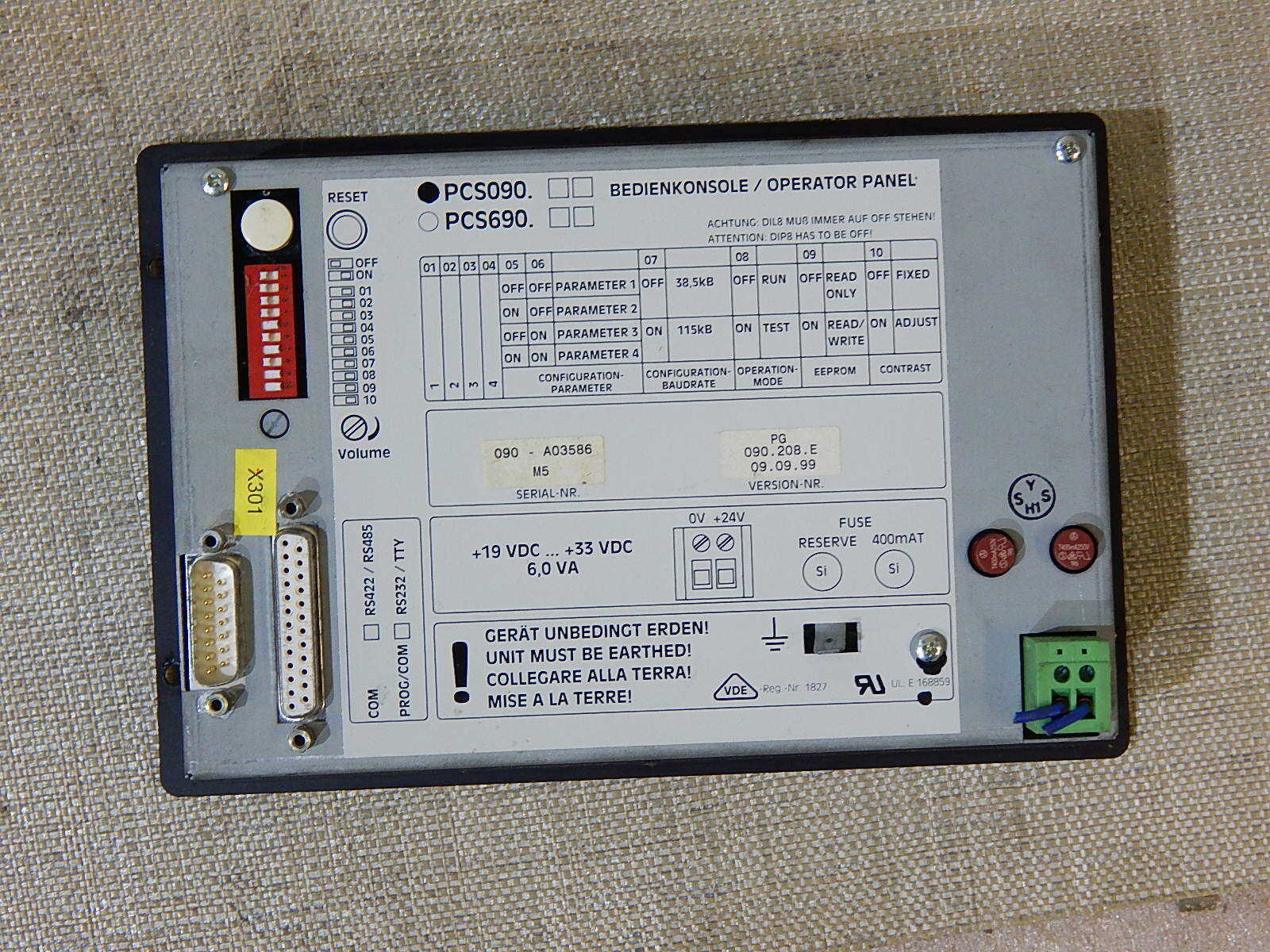 Schiller Prozeßautomation .LAUER PCS 090 Operator Panel  Used  s.Bilder