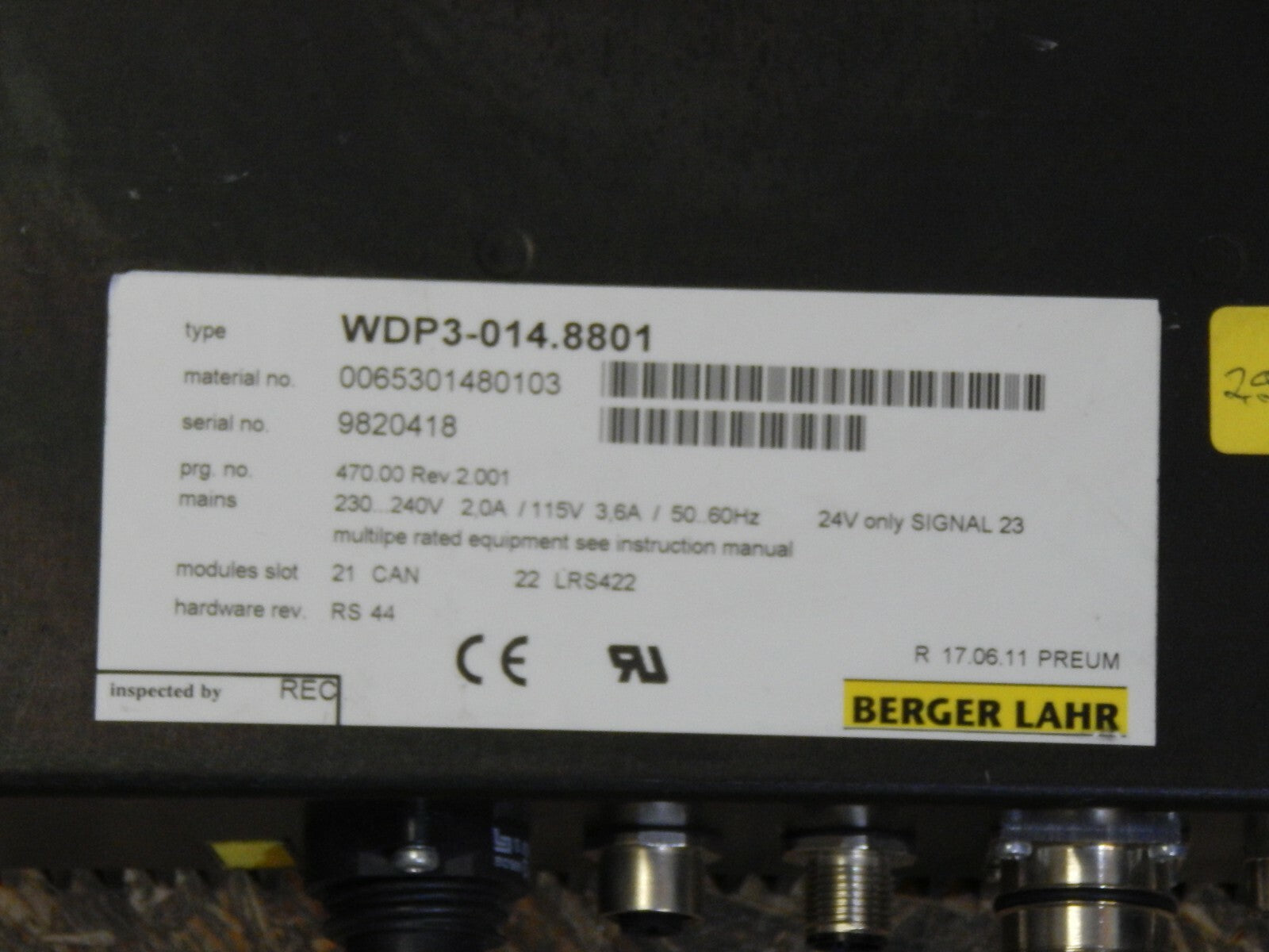  Berger Lahr Positec WDP3-014.8801 Berger Lahr 65301480103  used