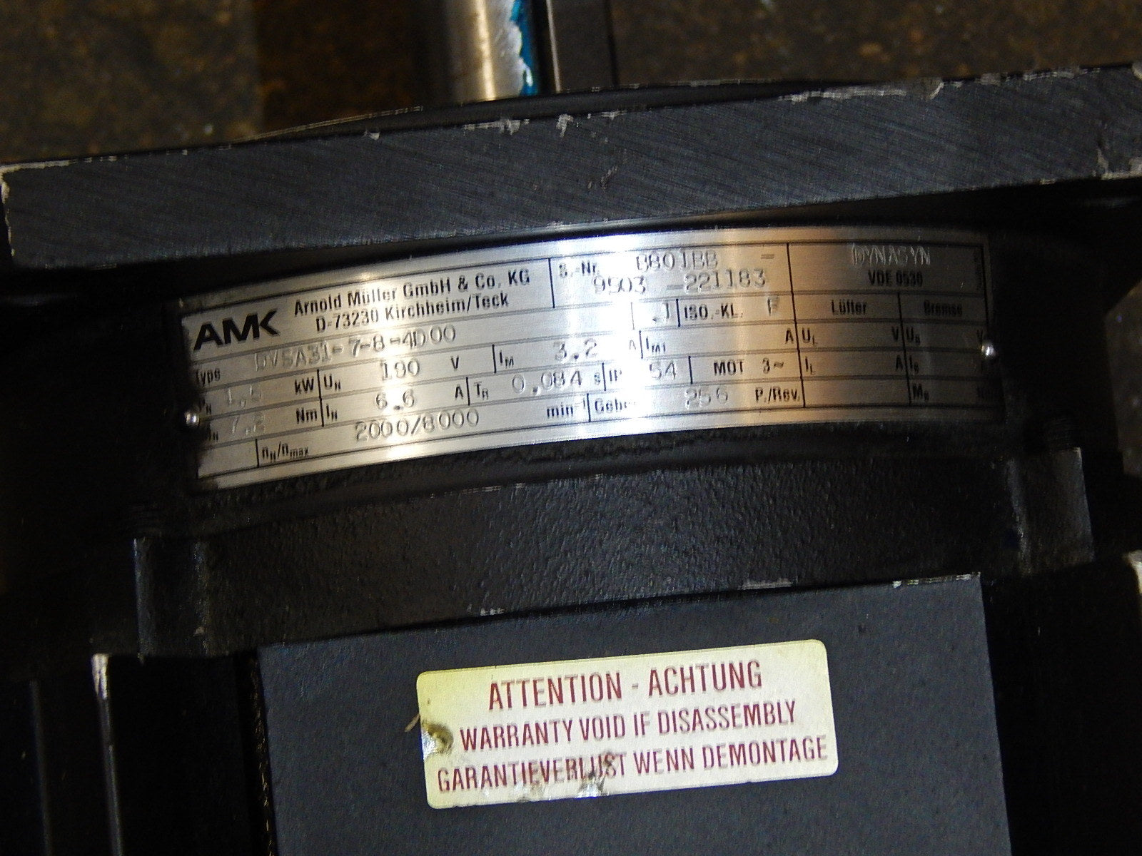 AMK DVSA31-7-8-4D 00 Servomotor Used
