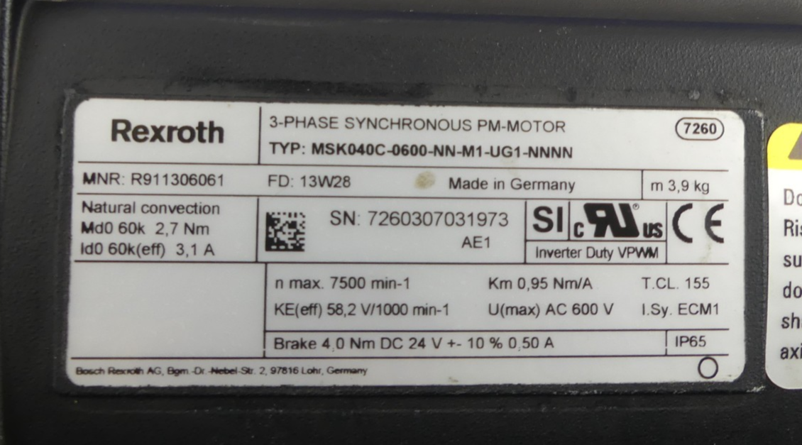 Rexroth MSK040C-0600-NN-M1-UG1-NNNN
