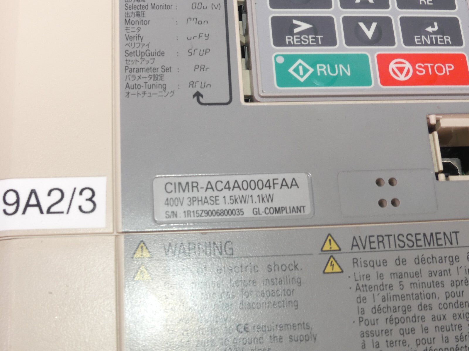 Yaskawa A1000  CIMR-AC4A0004FAA 1.5kW/1.1kW