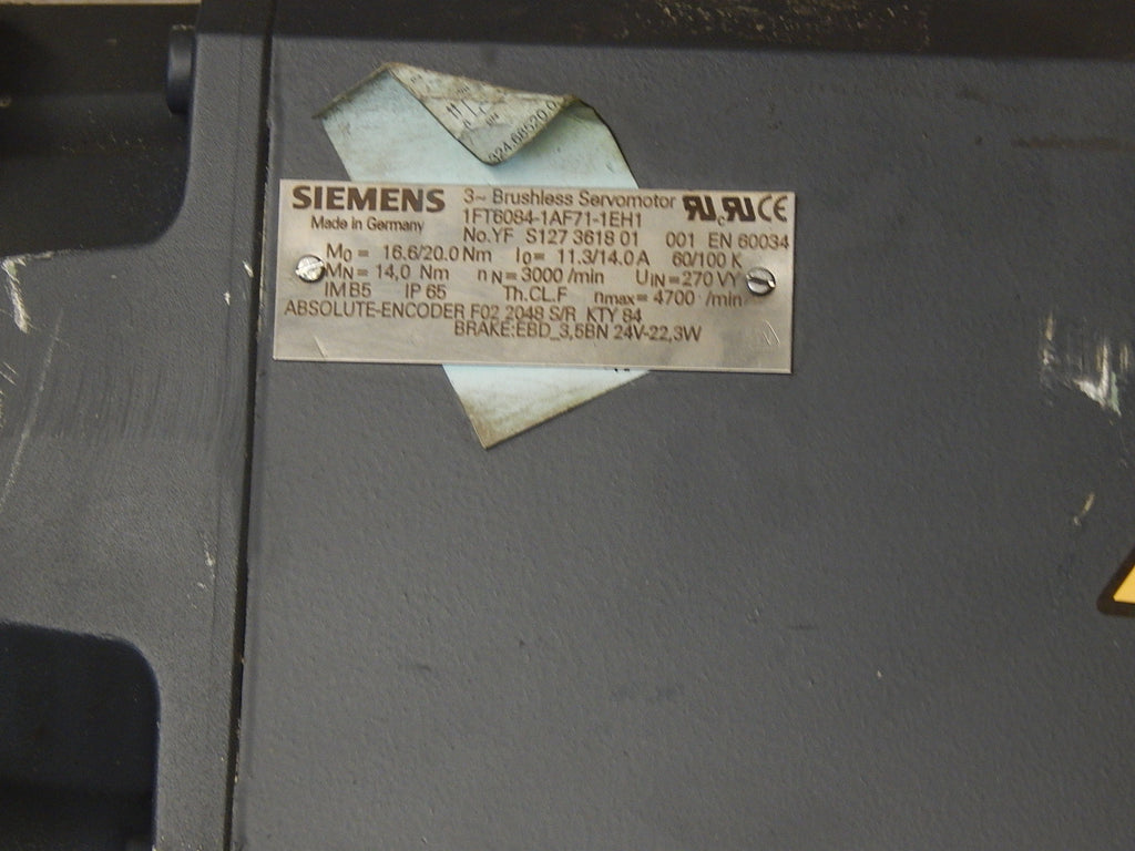 SIEMENS Bruhless-Servo-Motor  1FT6084-1AF71-1EH1 Used