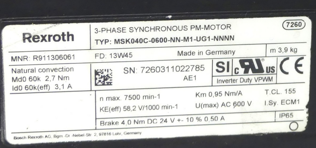 Rexroth MSK040C-0600-NN-M1-UG1-NNNN