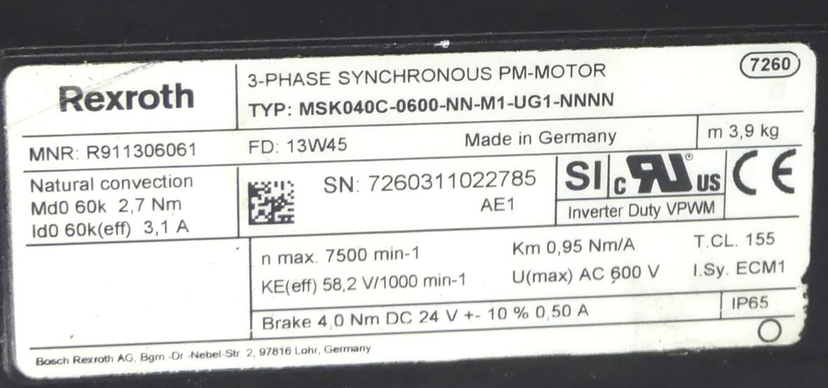 Rexroth MSK040C-0600-NN-M1-UG1-NNNN