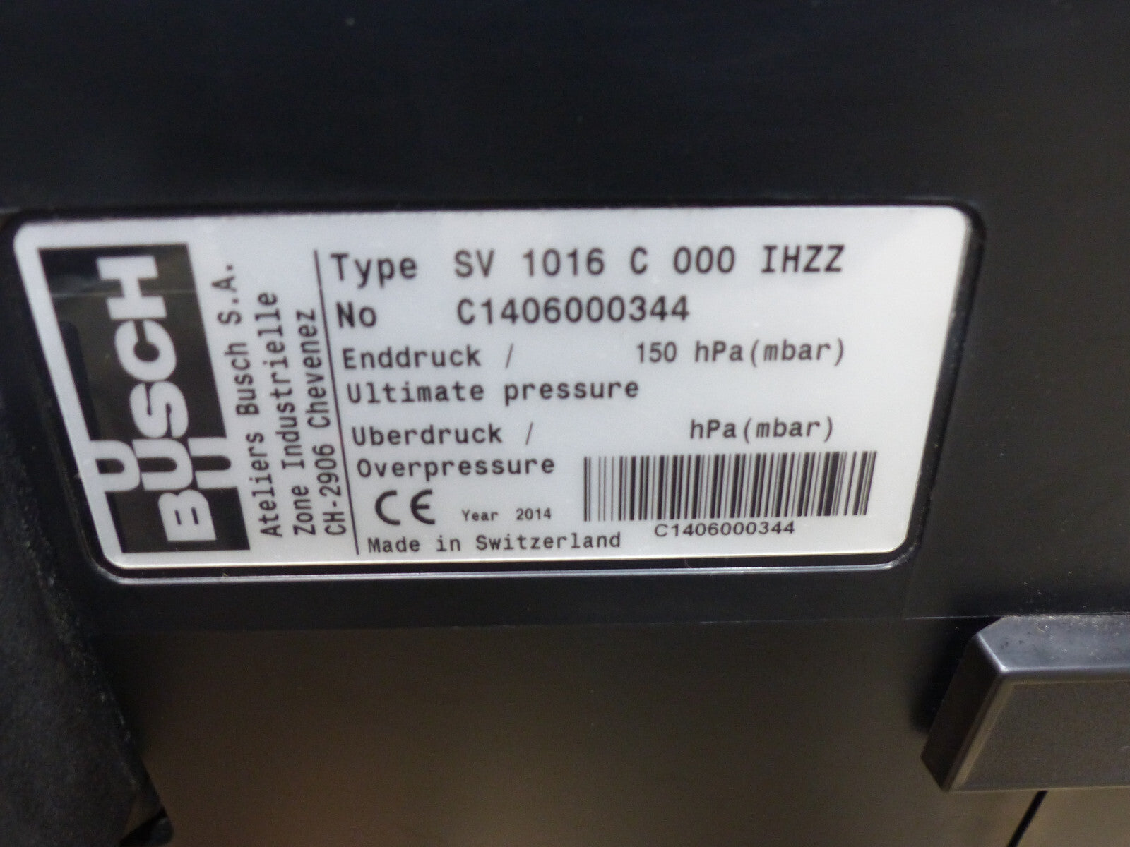 BUSCH SV 1016 C 000 IHZZ  C140600034  0,55 kW 150 hPa used s.Bilder
