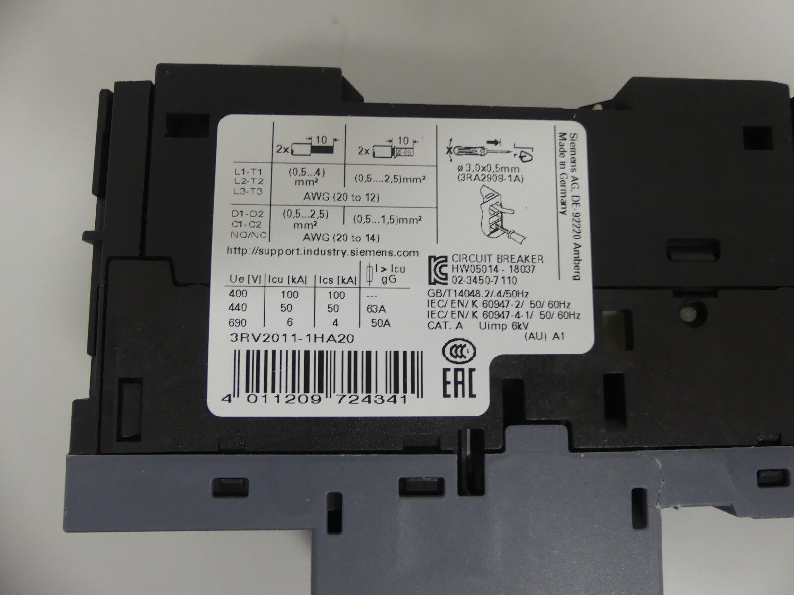 Siemens Sirus Leistungsschalter 3RV2011-1HA20