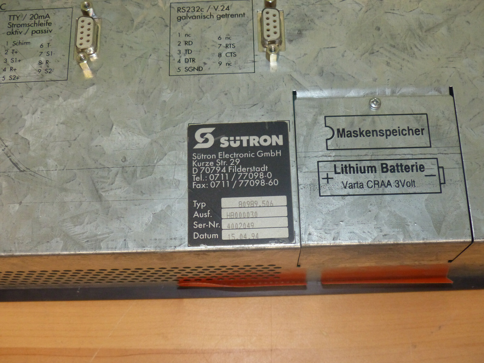 SUTRON BT20 / 80989.506 OPERATOR PANEL s.Bilder