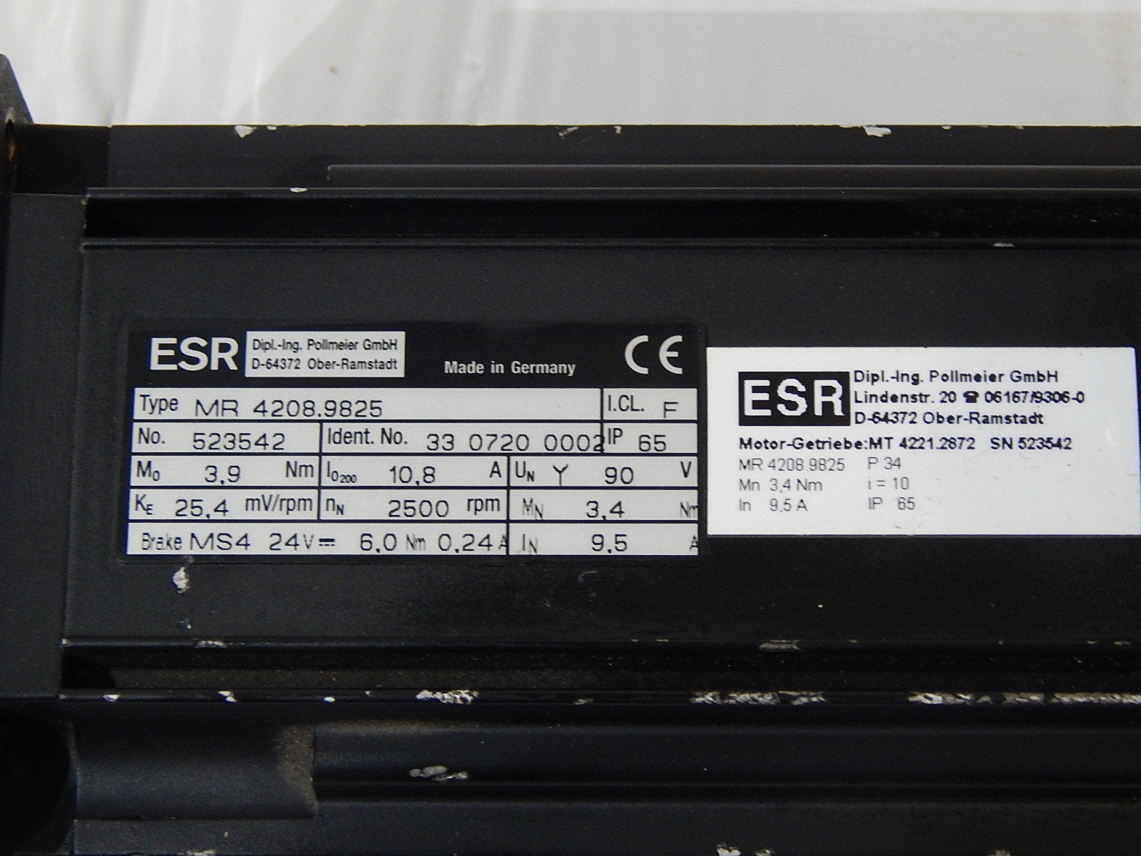 ESR Pollmeier GmbH AC-Servomotor  MR4208.9825  Used