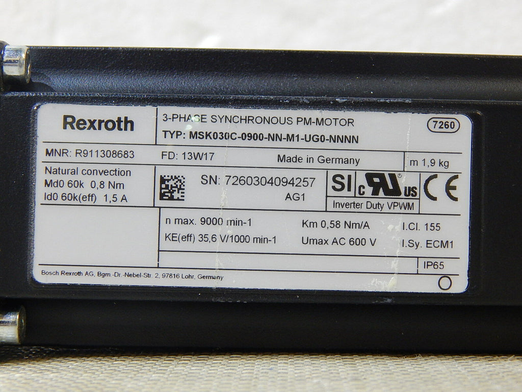 Rexroth MSK030C-0900-NN-M1-UG0-NNNN + Neugart PLE60 i=4  used
