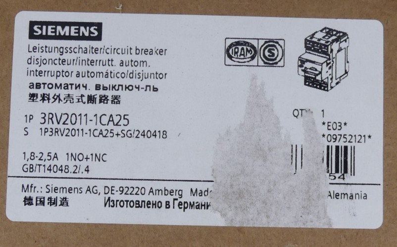 Siemens Leistungsschalter 3RV2011-1CA25