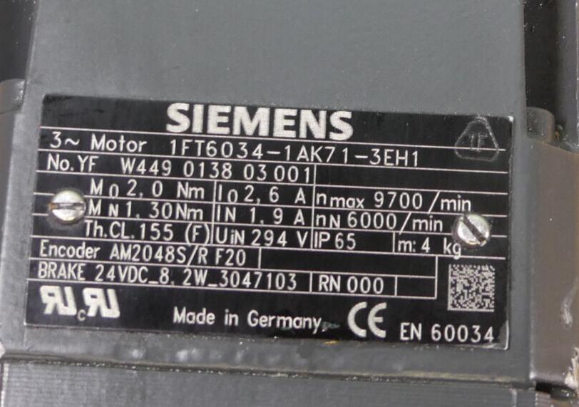 Siemens 1FT6034-1AK71-3EH1 Servomotor