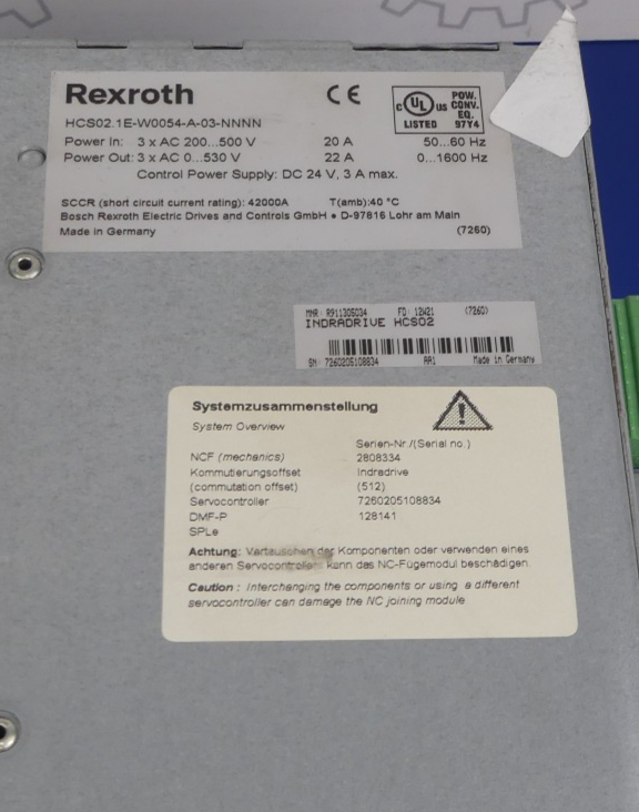 REXROTH HCS02.1E-W0054-A-03-NNNN MIT CSH01.3C-ET-EN2-NN-CCD-S2-S-NN-FW