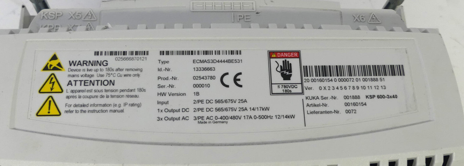 KUKA  ECMAS3D4444BE531 Ser.-Nr. 001888 KSP 600-3x40