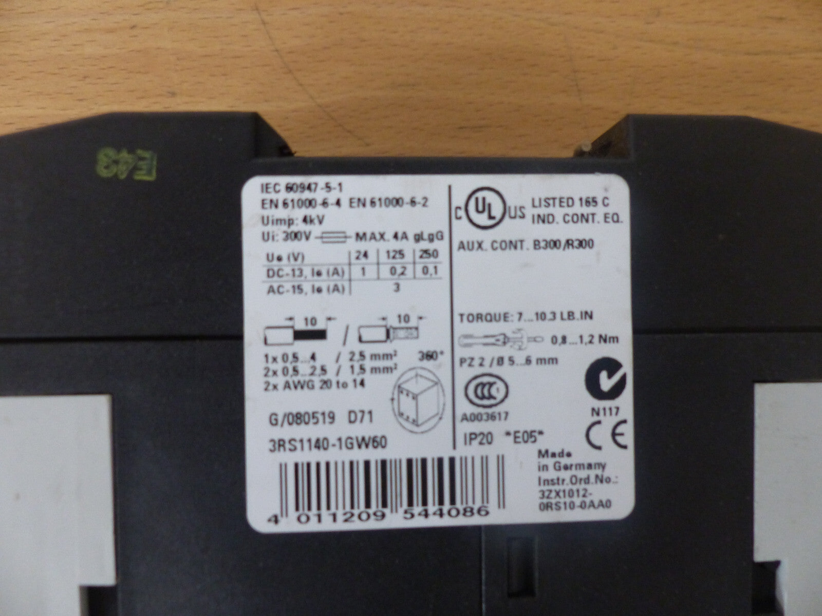 SIEMENS SIRIUS 3RS1140-1GW60