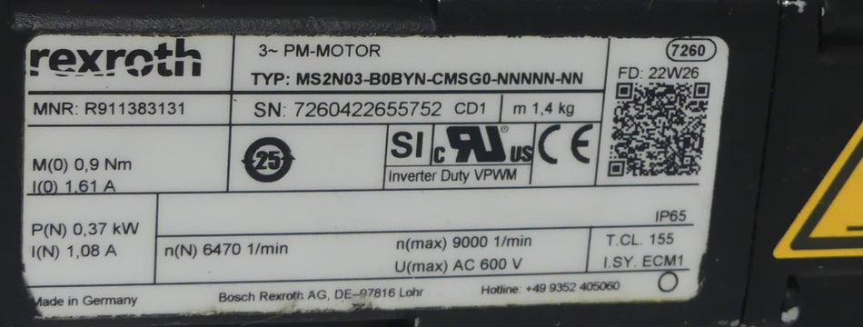 Rexroth  MS2N03-B0BYN-CMSG0-NNNNN-NN