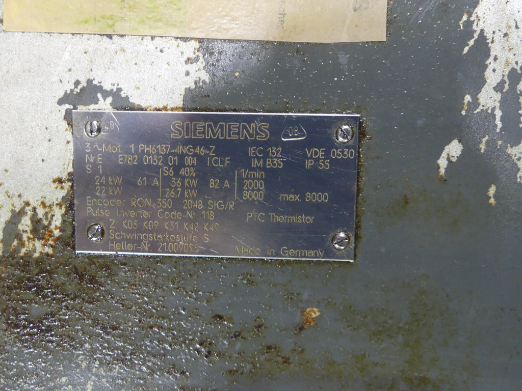 SIEMENS 3~Servomotor-Hauptspindelmotor 1PH6137-4NG46-Z Used