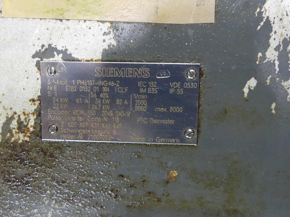 SIEMENS 3~Servomotor-Hauptspindelmotor 1PH6137-4NG46-Z Used