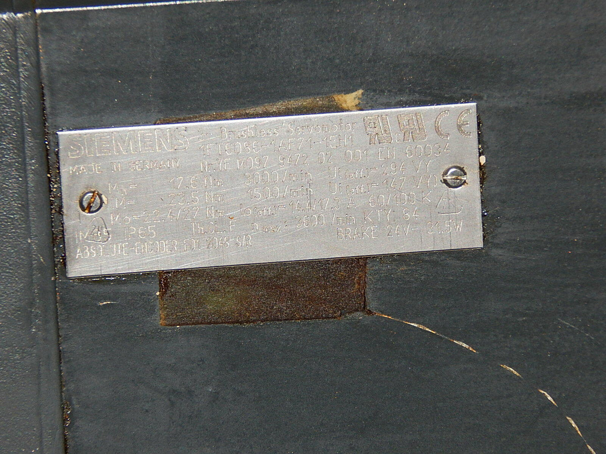 Siemens 1FT6086-1AF71-1EH1 3-Phasen Brushless Servomotor Motor USED