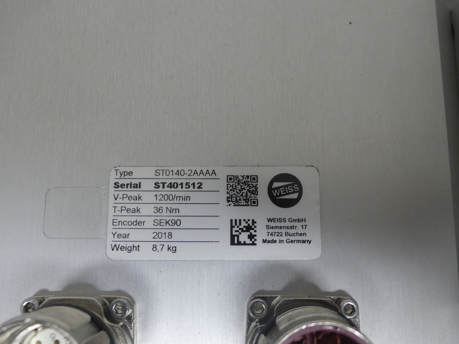 WEISS ST0140-2AAAA Serial ST401512