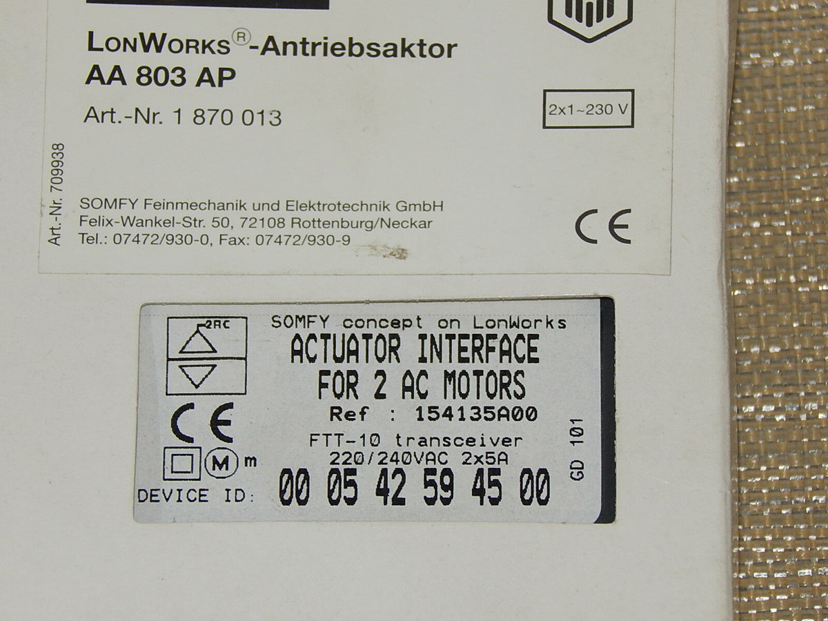  somfy LonWorks Antriebsaktor AA 803 AP // FTT-10  transceiver New