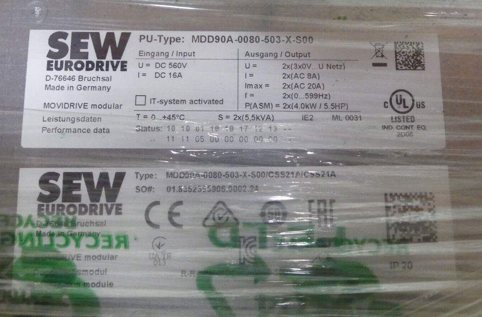 Sew-Eurodrive Movidrive MDD90A-0080-503-X-S00/CSS21A/CSS21A