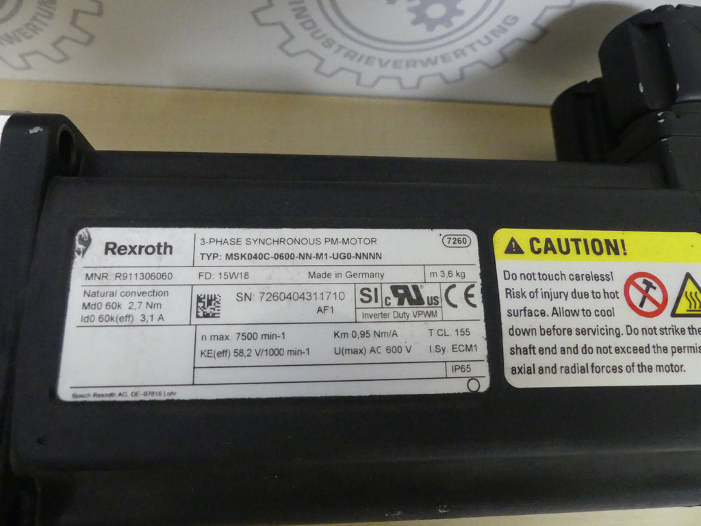 REXROTH MSK040C-0600-NN-M1-UGO-NNNN + NEUGART WPLE60 i=4