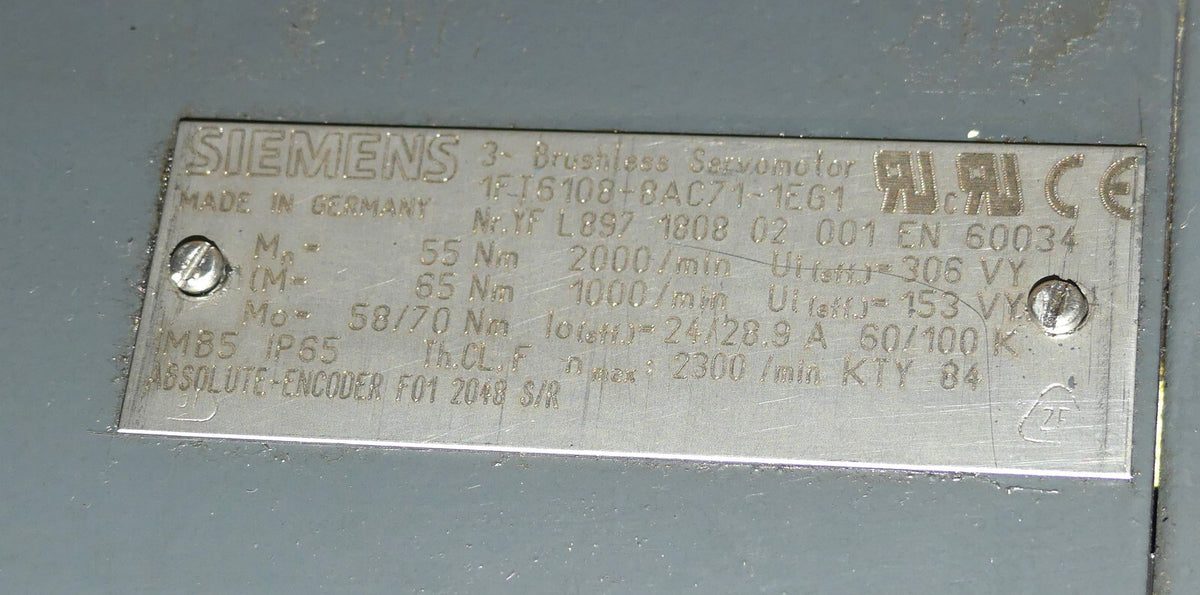 Siemens 1FT6108-8AC71-1EG1 Servomotor