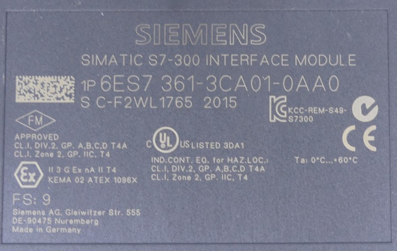 Siemens Simatic S7-300 6ES7 361-3CA01-0AA0