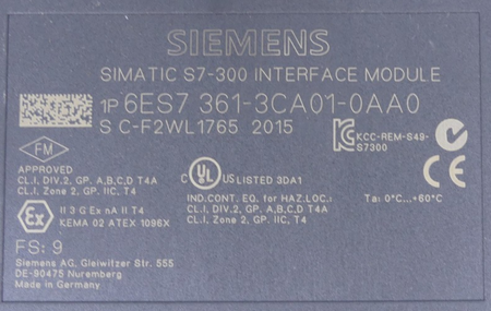 Siemens Simatic S7-300 6ES7 361-3CA01-0AA0