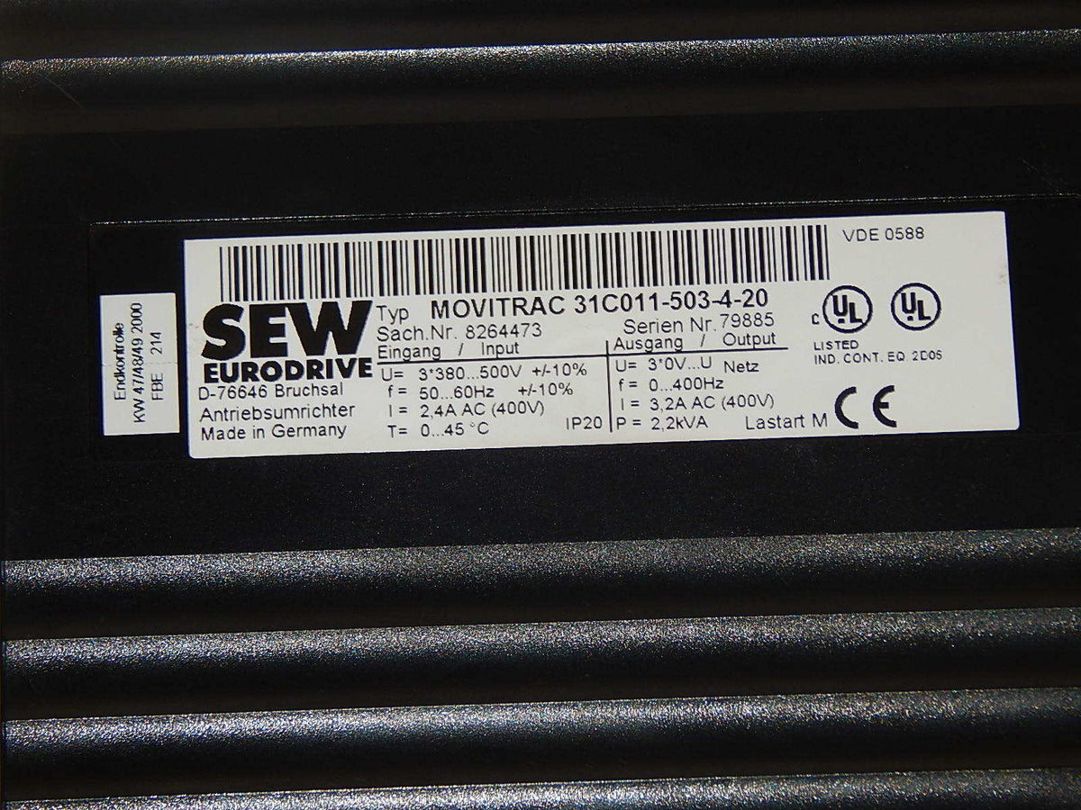 SEW MOVITRAC 31C011-503-4-20 Antriebsumrichter Sach.Nr.8264473  used