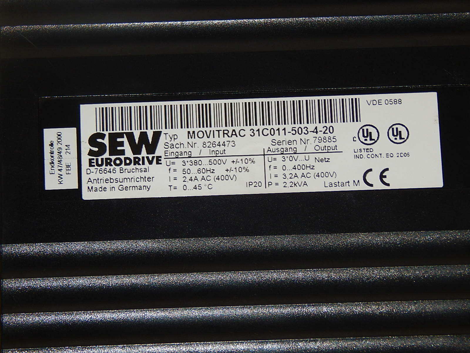 SEW MOVITRAC 31C011-503-4-20 Antriebsumrichter Sach.Nr.8264473  used