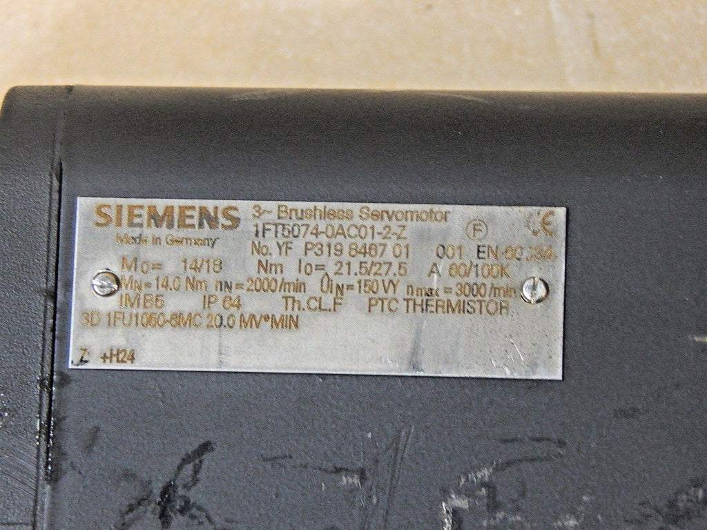 Siemens 3~Brushless Servomotor 1FT5074-0AC01-2-Z +Heidenhain ROD 426 Used