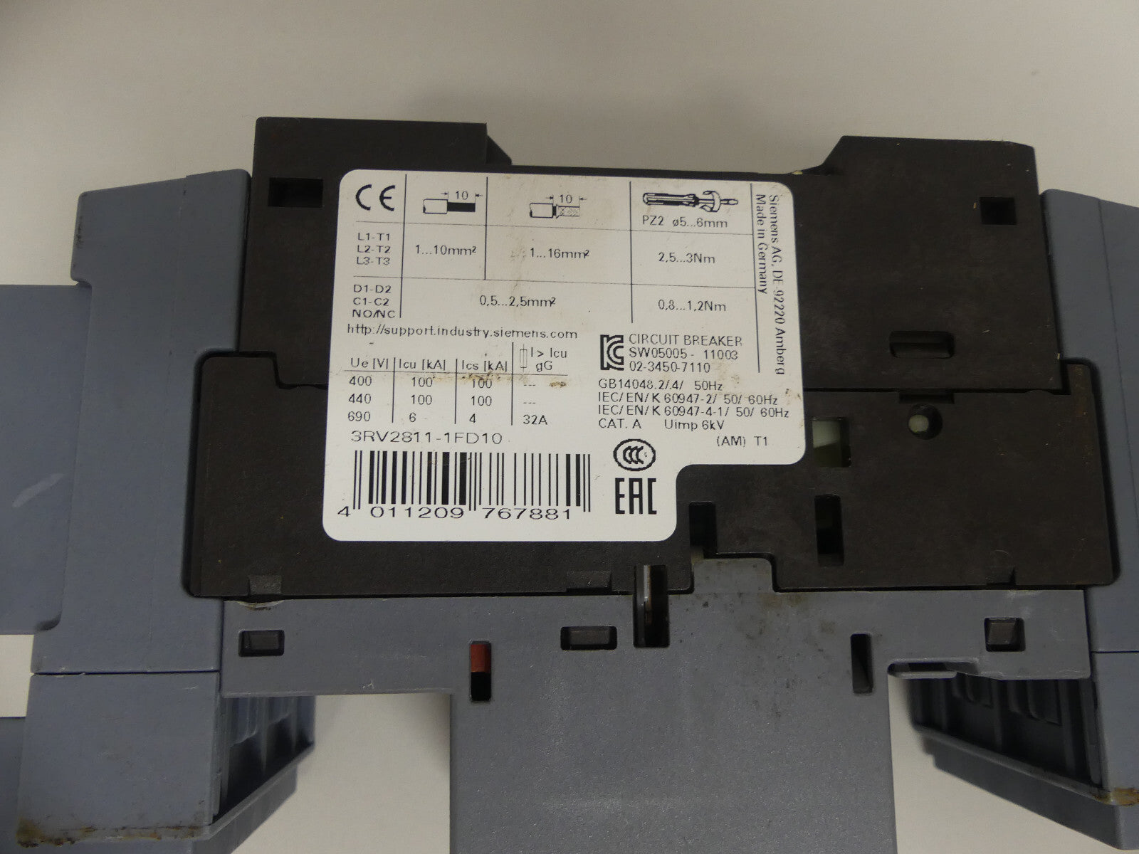 Siemens Sirius Leistungsschalter 3RV2811-1FD10