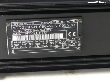 Indramat Permanent Magnet Motor MDD071C-N-060-N2S-095GB0