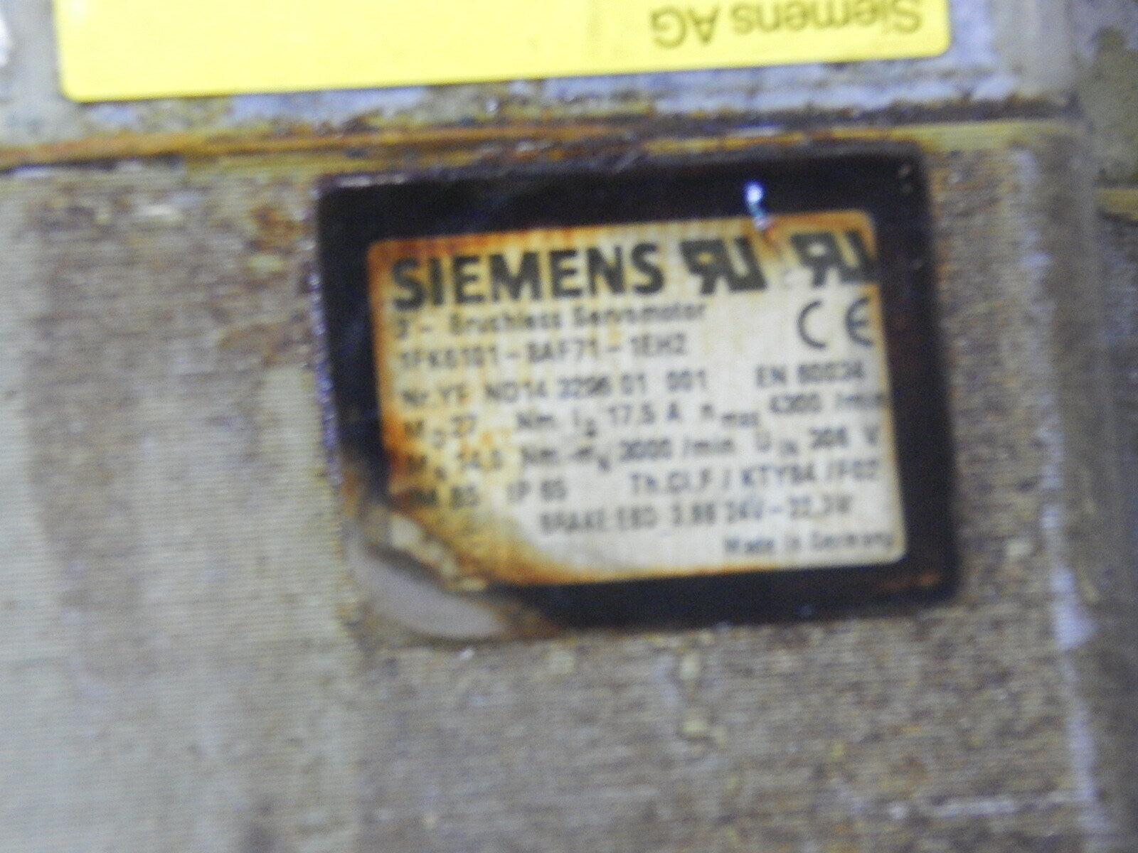 Siemens  3~Brushless Servomotor 1FK6101-8AF71-1EH2 used s.Bilder